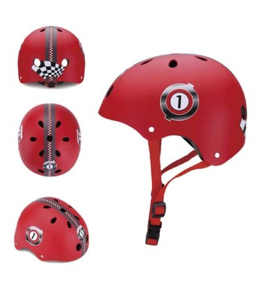 Globber casco junior racing rojo