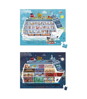 Janod Maletín 2 Puzzles Barco de Crucero