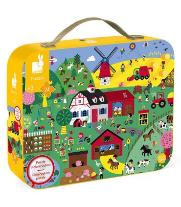 Maletín Janod Puzzle de observación La Granja 24 Piezas