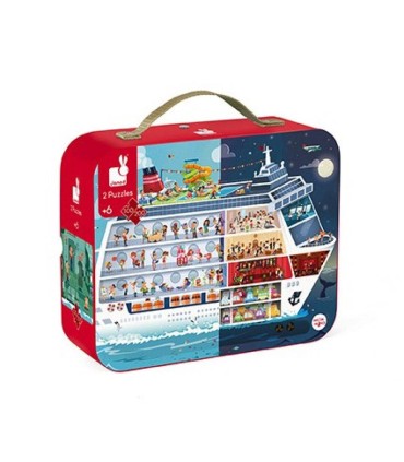 Janod Maletín 2 Puzzles Barco de Crucero
