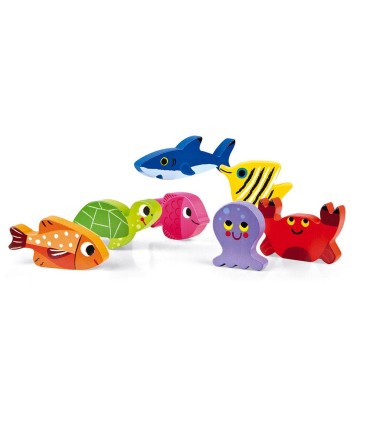 Puzzle Encajable Mundo Submarino Janod piezas