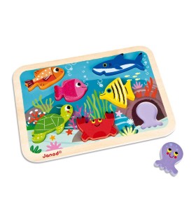 Puzzle Encajable Mundo Submarino Janod