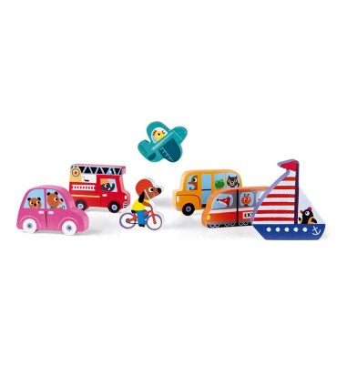 Puzzle Encajable Vehículos Janod detalle