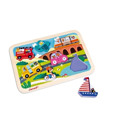Puzzle Encajable Vehículos Janod