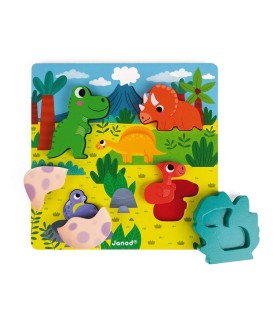 Puzzle Encajable Escondite Dinosaurios Janod