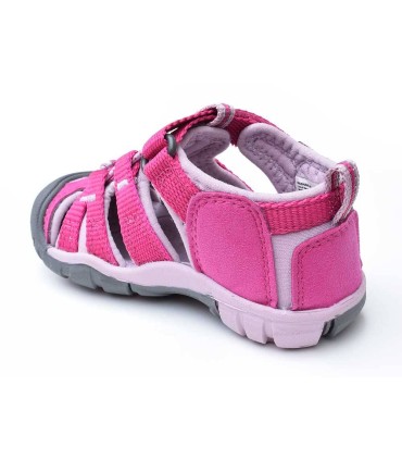 Sandalia Keen Seacamp II Very Berry/Dawn Pink infantil trasera i