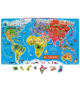 Puzzle Magnético Mapa del Mundo Janod mapa y piezas