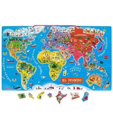 Puzzle Magnético Mapa del Mundo Janod mapa y piezas