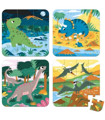 Set 4 Puzzles Evolutivos Dinosaurios Janod