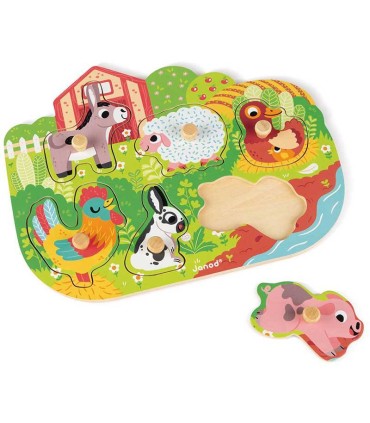 Puzzle Encajable La Granja Janod detalle cerdo