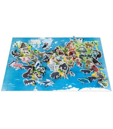 Puzzle Educativo Animales en Peligro de Extinción Janod 200 Piezas detalle