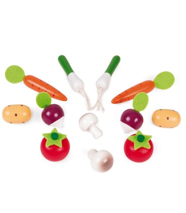Caja 12 Verduras de Madera Janod Contenido