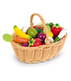 Cesta 24 Frutas y Verduras de Madera Janod