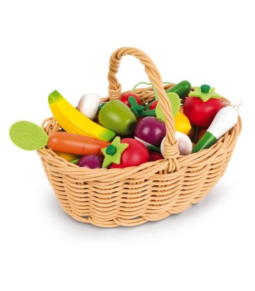 Cesta 24 Frutas y Verduras de Madera Janod