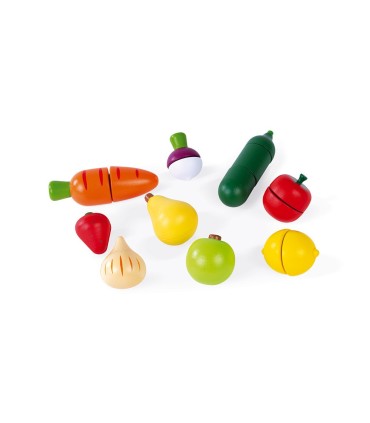 Set Frutas y Verduras para Cortar de Madera Janod detalle 1