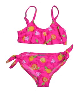 Bikini Niña Akea Fucsia con Volantes