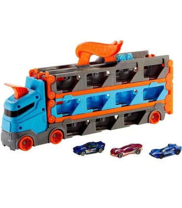 Hot Wheels Camión de Transporte Convertible en Pista