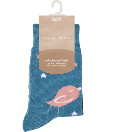 Calcetín Niña Antideslizante Pajaritos Ysabel Mora
