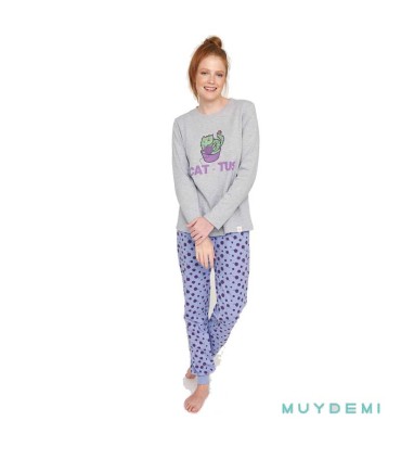 Pijama Mujer Gris CAT-TUS