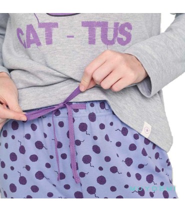 Pijama Mujer Gris CAT-TUS