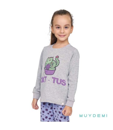 Pijama Niña Gris CAT-TUS