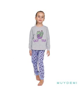Pijama Niña Gris CAT-TUS