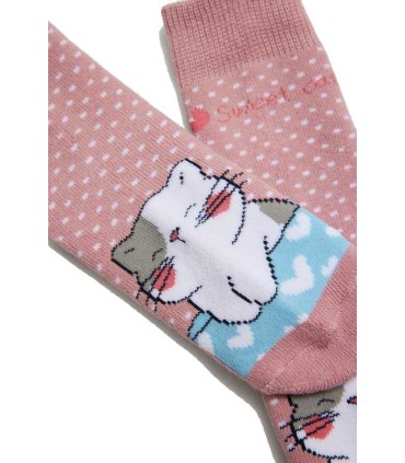 Calcetín Niña Térmico Antideslizante Gatos