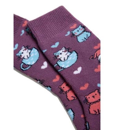 Calcetín Niña Térmico Antideslizante Gatos