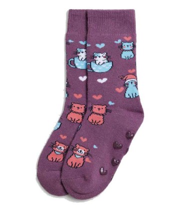 Calcetín Niña Térmico Antideslizante Gatos