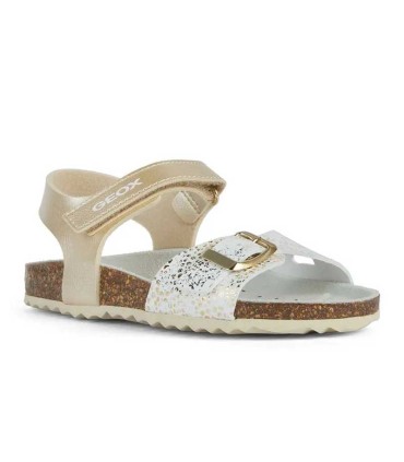 Sandalia Geox Adriel Platino y Blanco