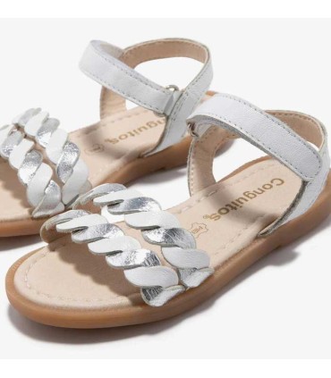 Sandalia Conguitos Napa Blanco Plata