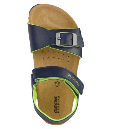 Sandalia Geox Ghita Azul y Amarillo Flúor
