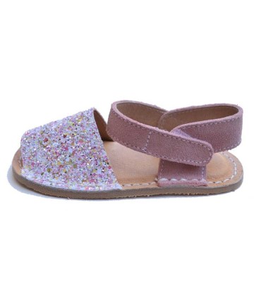 Sandalia Manguito Barefoot Glitter Rosa