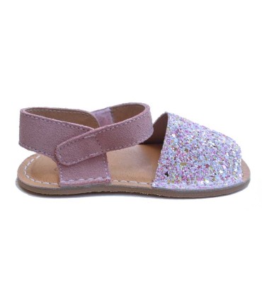 Sandalia Manguito Barefoot Glitter Rosa