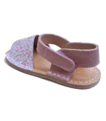 Sandalia Manguito Barefoot Glitter Rosa