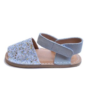 Sandalia Manguito Barefoot Glitter Azul