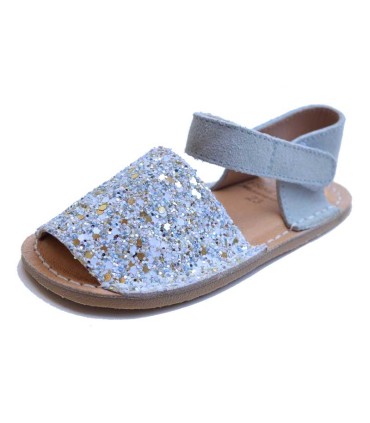 Sandalia Manguito Barefoot Glitter Azul