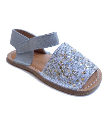 Sandalia Manguito Barefoot Glitter Azul