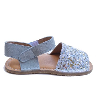 Sandalia Manguito Barefoot Glitter Azul