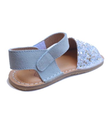 Sandalia Manguito Barefoot Glitter Azul