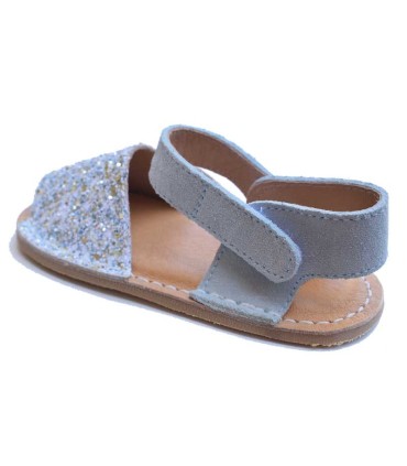 Sandalia Manguito Barefoot Glitter Azul