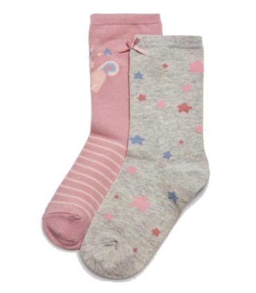 Calcetín de Niña con Estrellas Pack de 2 Unidades