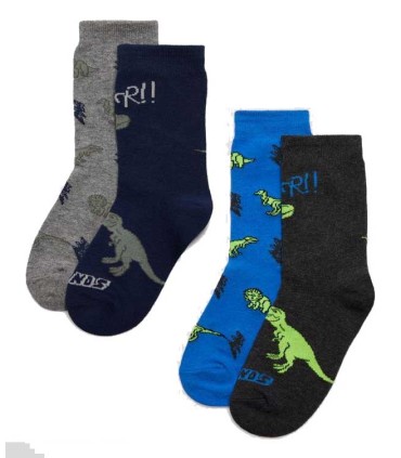 Calcetín Niño Dinosaurios Pack de 2 Unidades