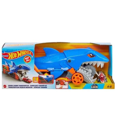 Hot Wheels Tiburón Mastica Y Transporta Coches