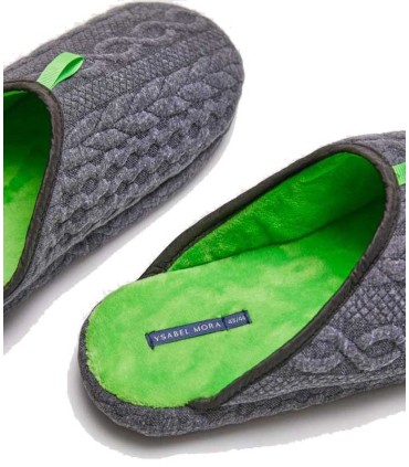 Zapatillas De Casa Hombre Trenzado Gris Ysabel Mora