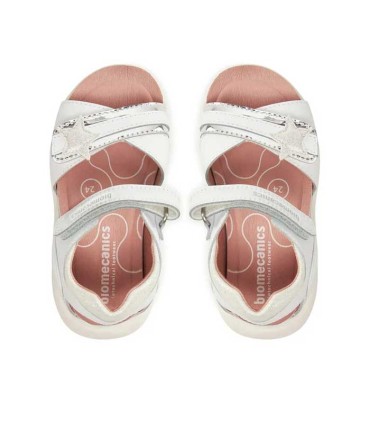 Sandalia Biomecanics Blanca y Plata con Estrellas