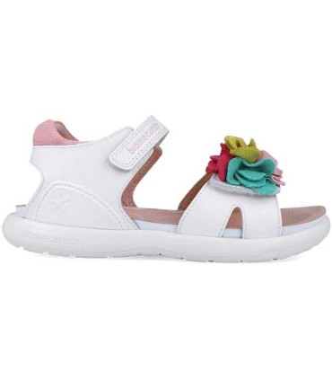 Sandalia Biomecanics Blanca con Flor de Colores