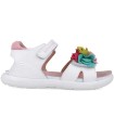 Sandalia Biomecanics Blanca con Flor de Colores