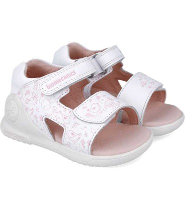 Sandalia Biomecanics Blanca Estampada Pajaritos