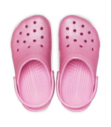 Zueco Crocs Classic Clog Pink Tweed Glitter